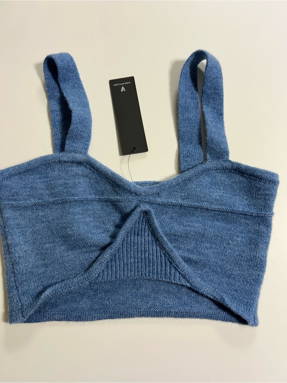 Lulus Blue Knit Twist Front
Bralette Bra Top Wireless Size S layering